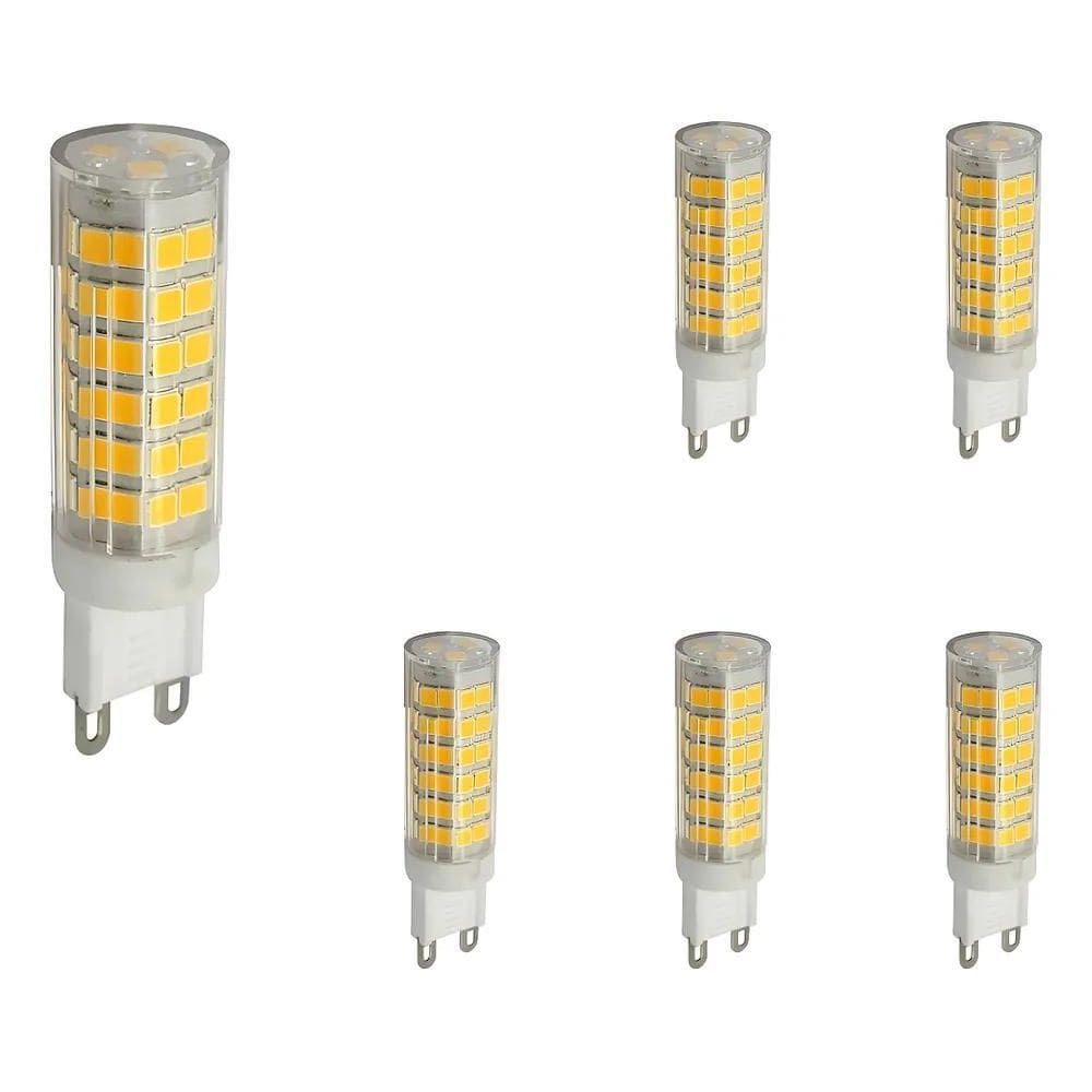6X Lâmpada Led Halopim G9 7W 76Led Lustre Arandela Luz Branc