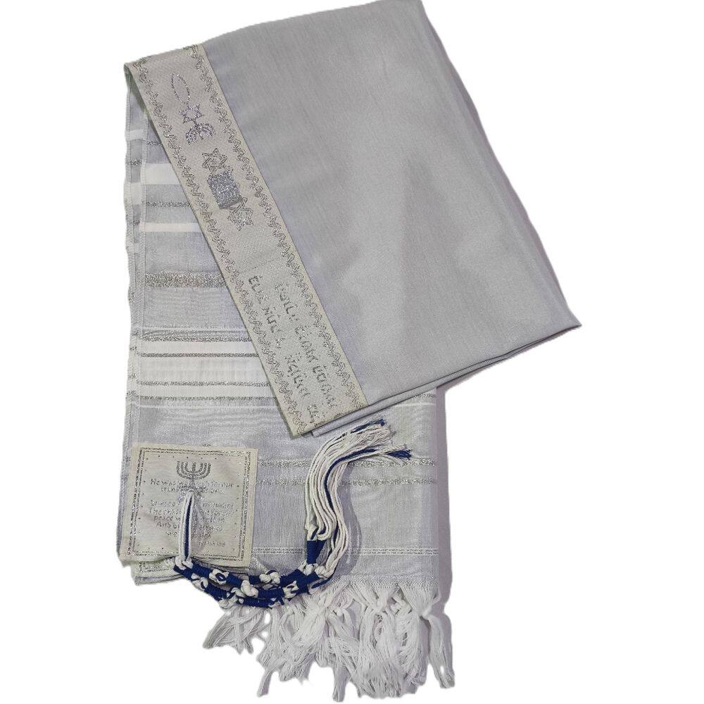 Lançamento Talit Totalmente Prata 50 X 180Cm - De Israel