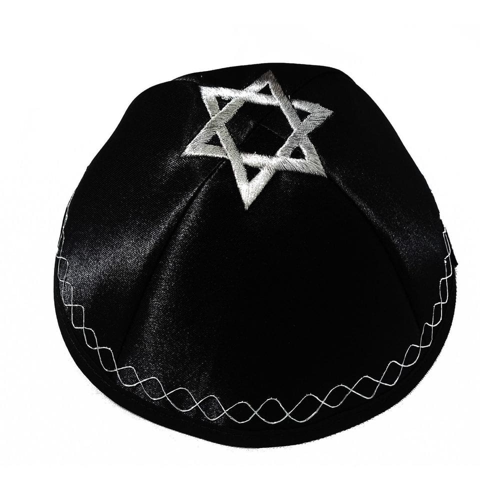 Kipa Judaico Preto Com Estrela De Davi - De Israel