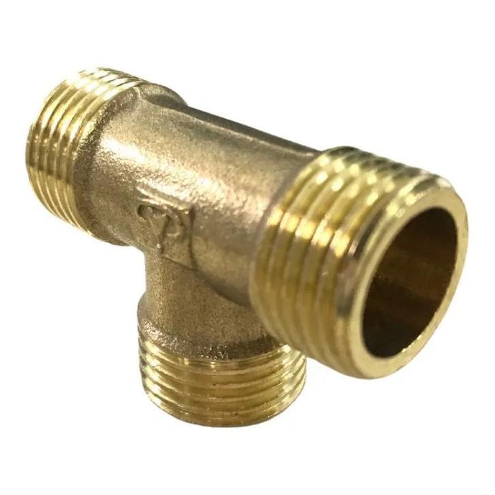 2X Conexão União Em Tee Latão Macho Rosca 1/2 Bsp