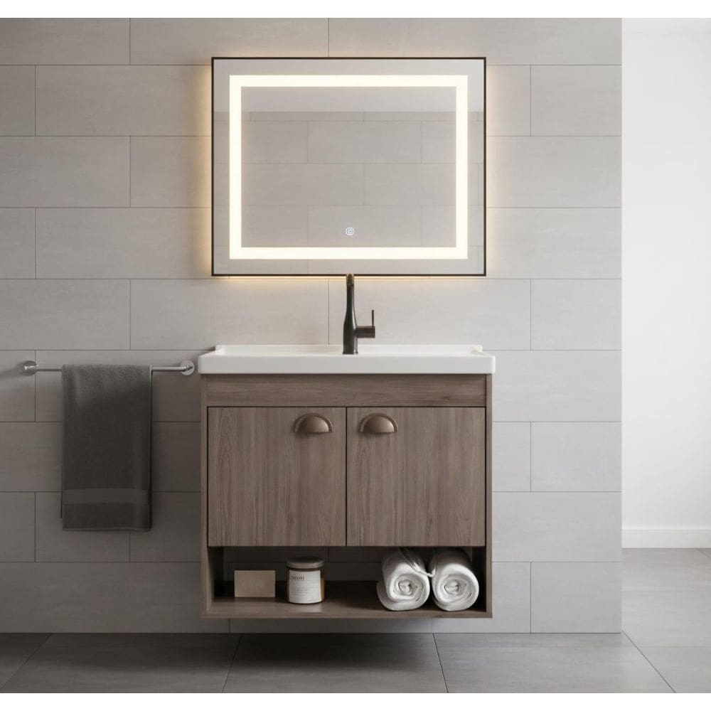 Armário Para Banheiro 60Cm Mdf Com Cuba - Crotone Munique