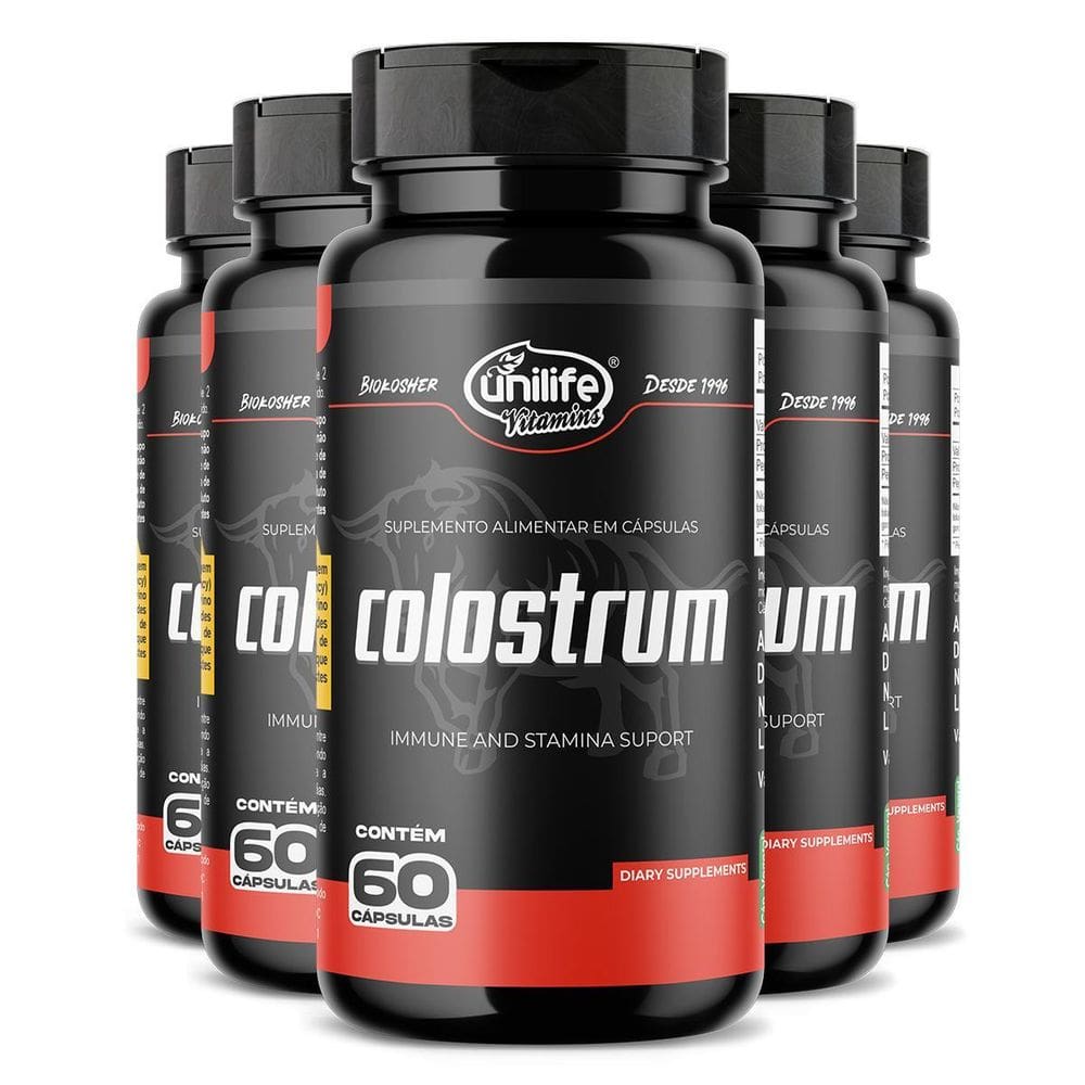 Kit 5 Colostrum Colostro Bovino Unilife 60 Cápsulas