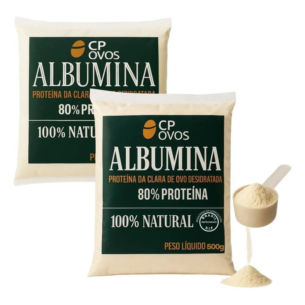 2X Albumina Cp Ovos 1Kg 80% Proteína Ganho De Massa Magra