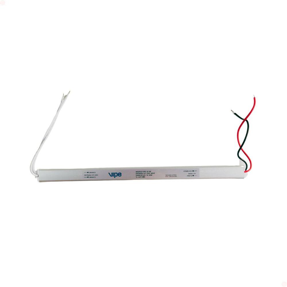 Fonte 5A Perfil Driver Slim 12V Fita Led Potência 60W Bivolt