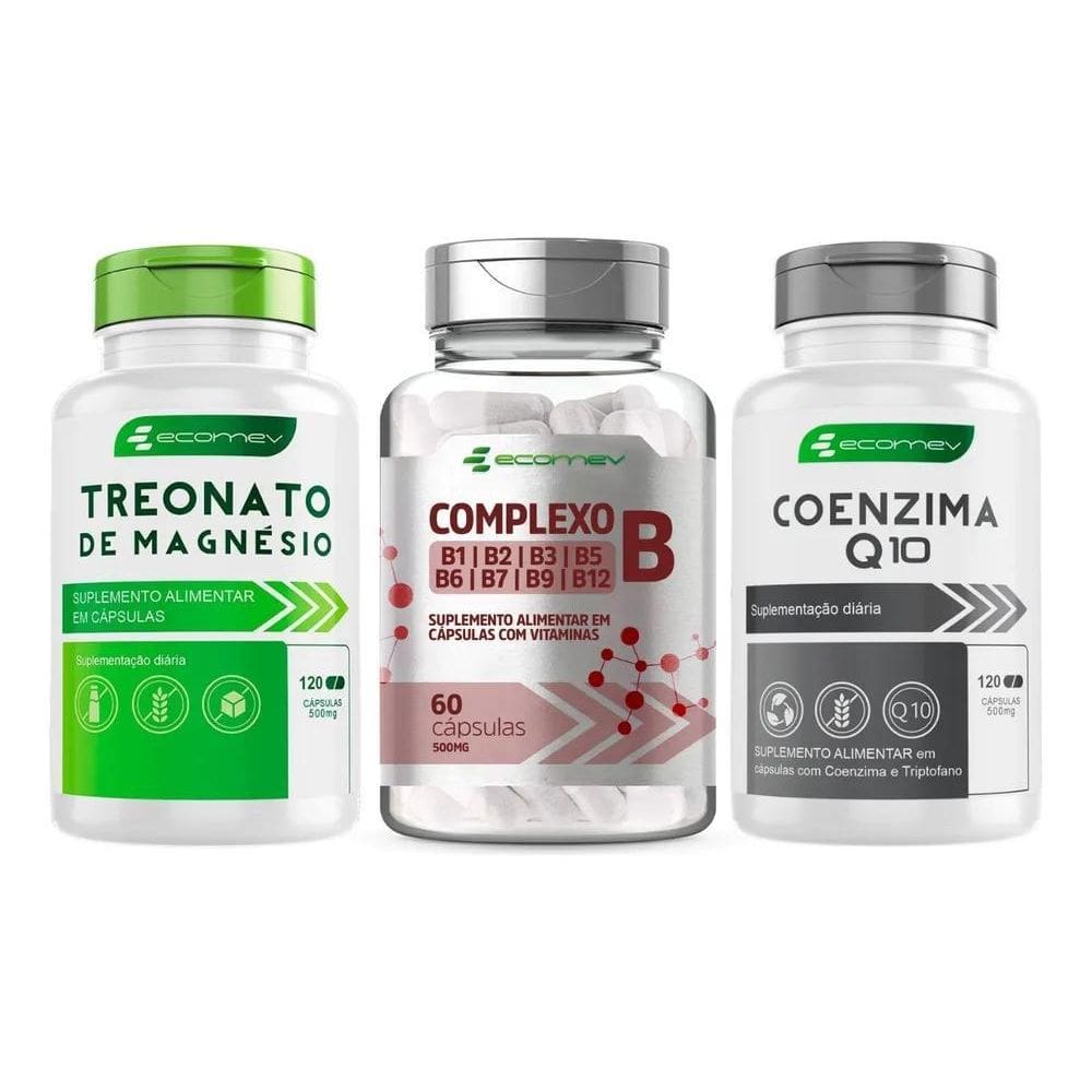 2X Kit Complexo B + Coenzima Q10 + Magnesio Treonato 500Mg