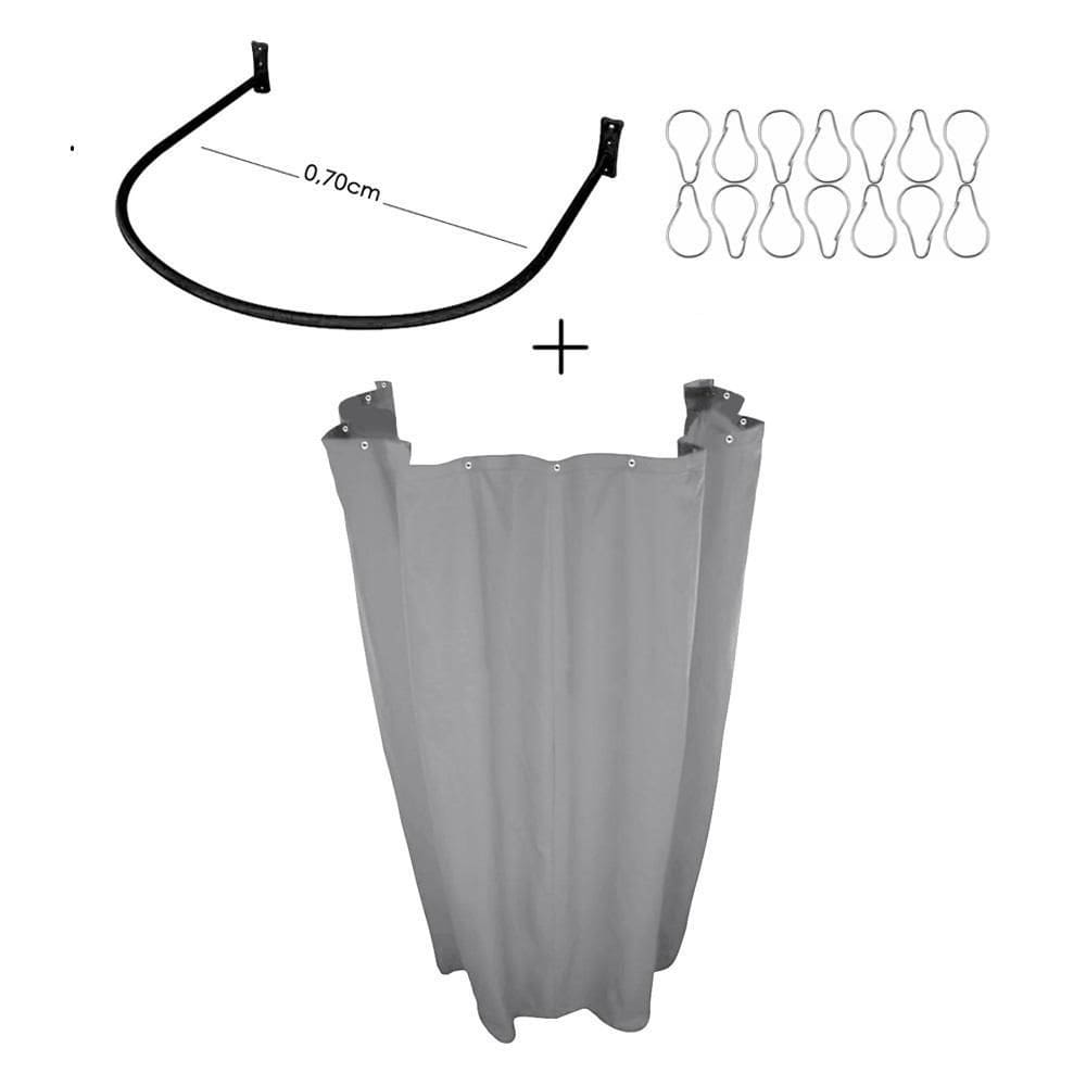 Kit Provador Cortina Blecaute E Arco 70X70 Cinza