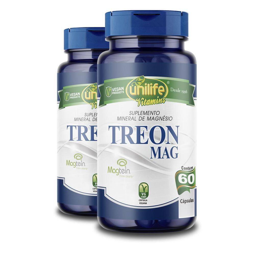 Kit 2 Treon Mag Magnésio Treonato Unilife 60 Cápsulas