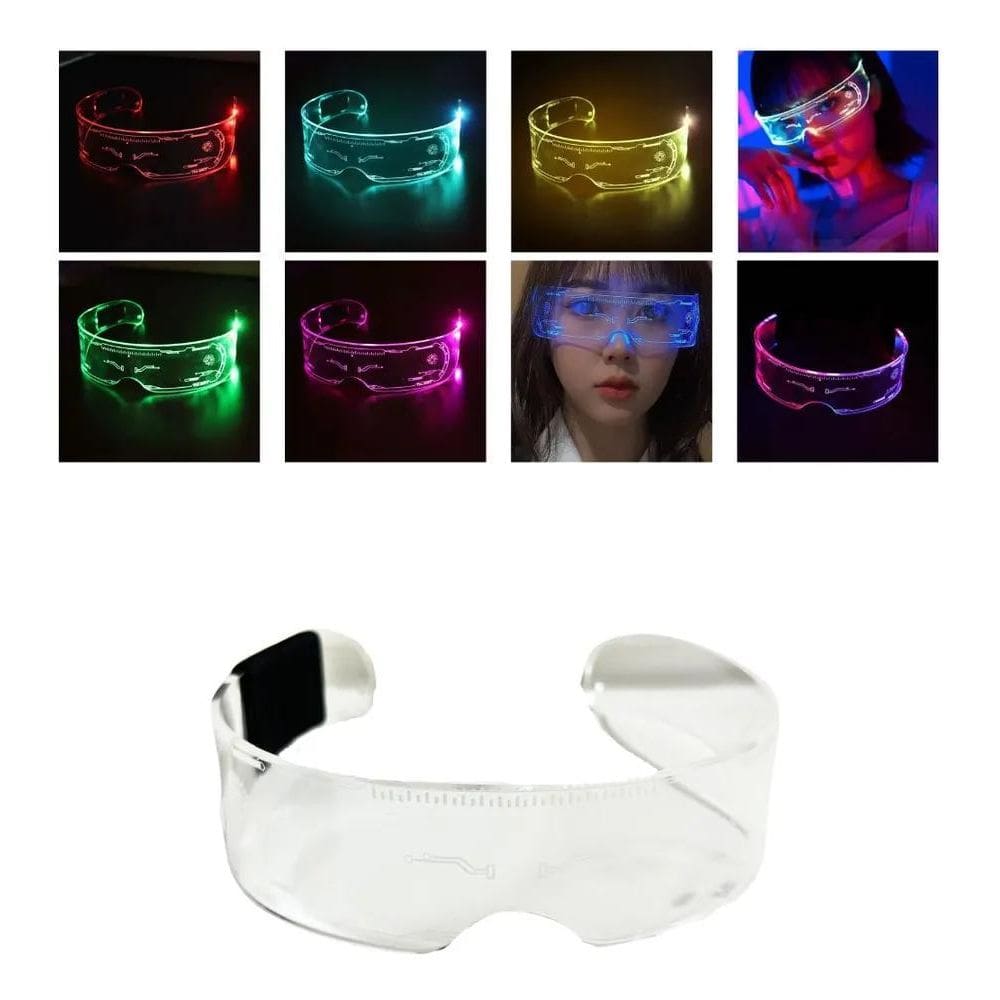 2X Óculos Led Neon Para Festa Cyberpunk Futurista Cosplay