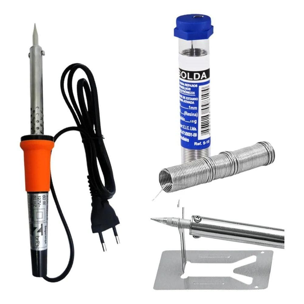 2X Kit Ferro De Solda Soldar Soldador 60W + Estanho