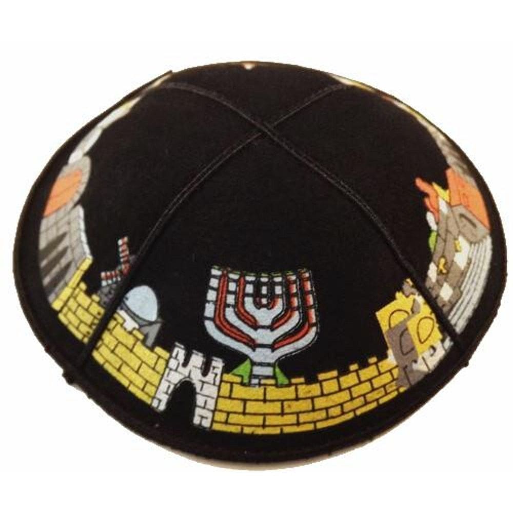 Kipa Judaico De Couro Preto - Importado De Israel