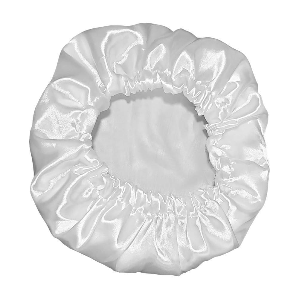 2 Touca De Cetim Seda Branca Anti Frizz Para Dormir