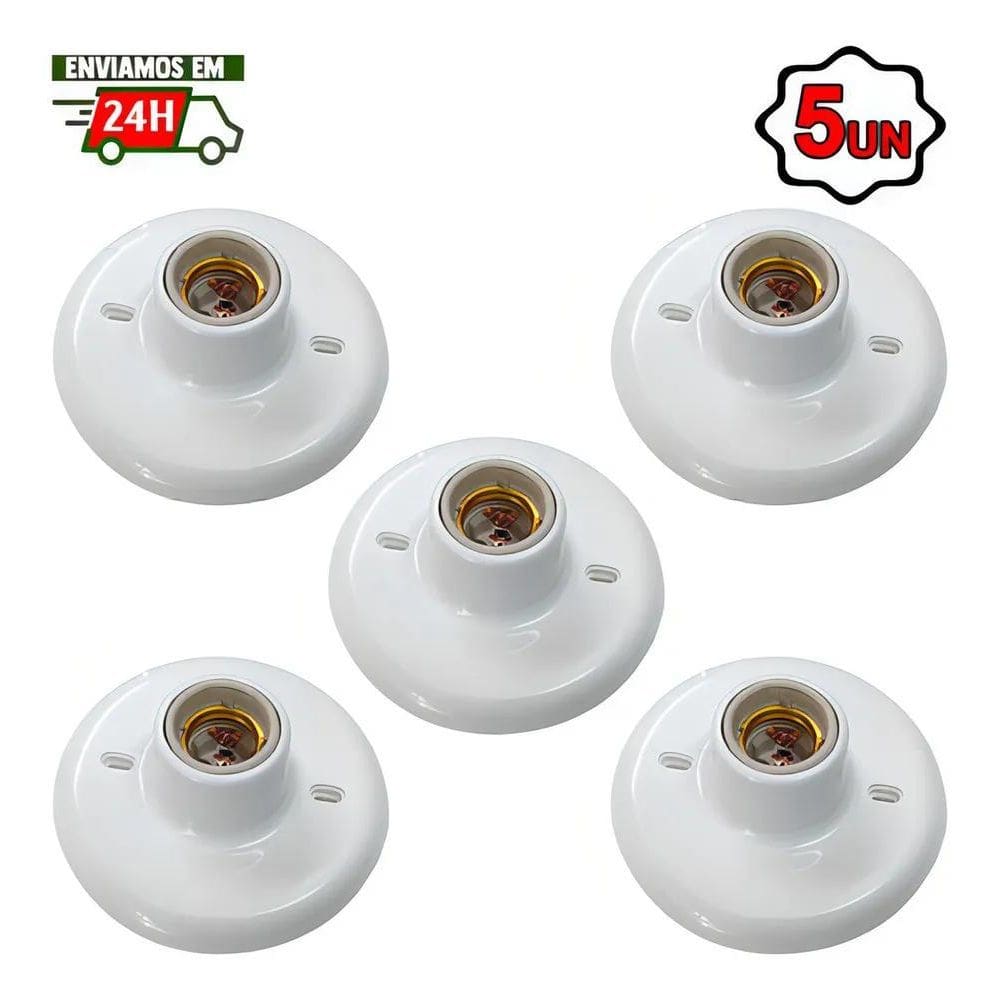 2X Kit 5 Plafon Luminária Redondo Bocal Porcelana 100W Plafo