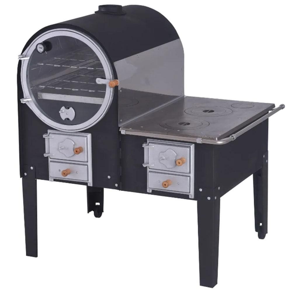 Forno a Lenha Grande 80 cm com Fogão F753 Fornellar FOGÃO DIREITO E FORNO ESQUERDO