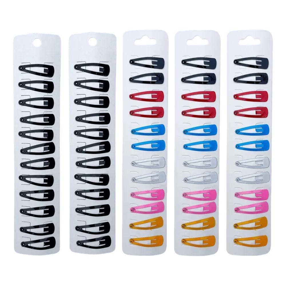 2X 60 Tic Tac Pequenas Presilhas Cabelo Preto Colorido Ataca