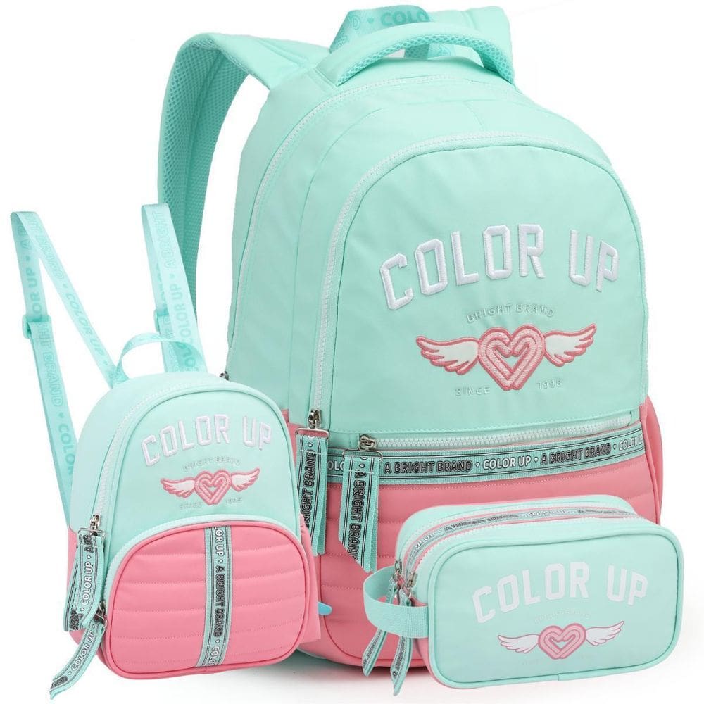 Kit Mochila De Costas 18 Color Up Lancheira Estojo Acqua