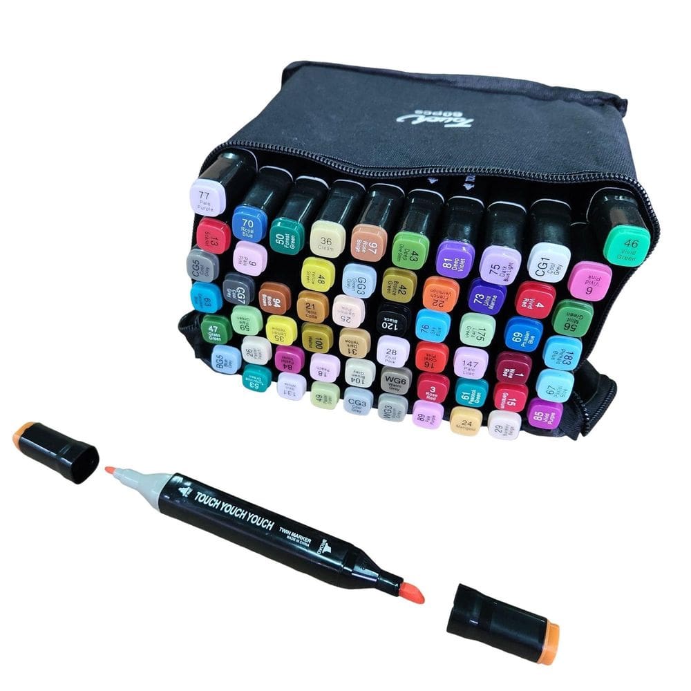 60 Canetinhas Coloridas Com Duas Pontas Diversas Cores Touch