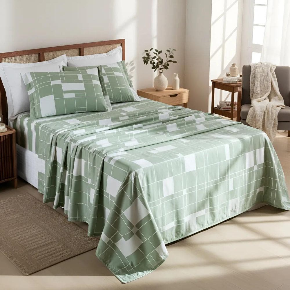 Conjunto Cama Casal King Size Jasmine 04 Pç Bordado 400 Fios