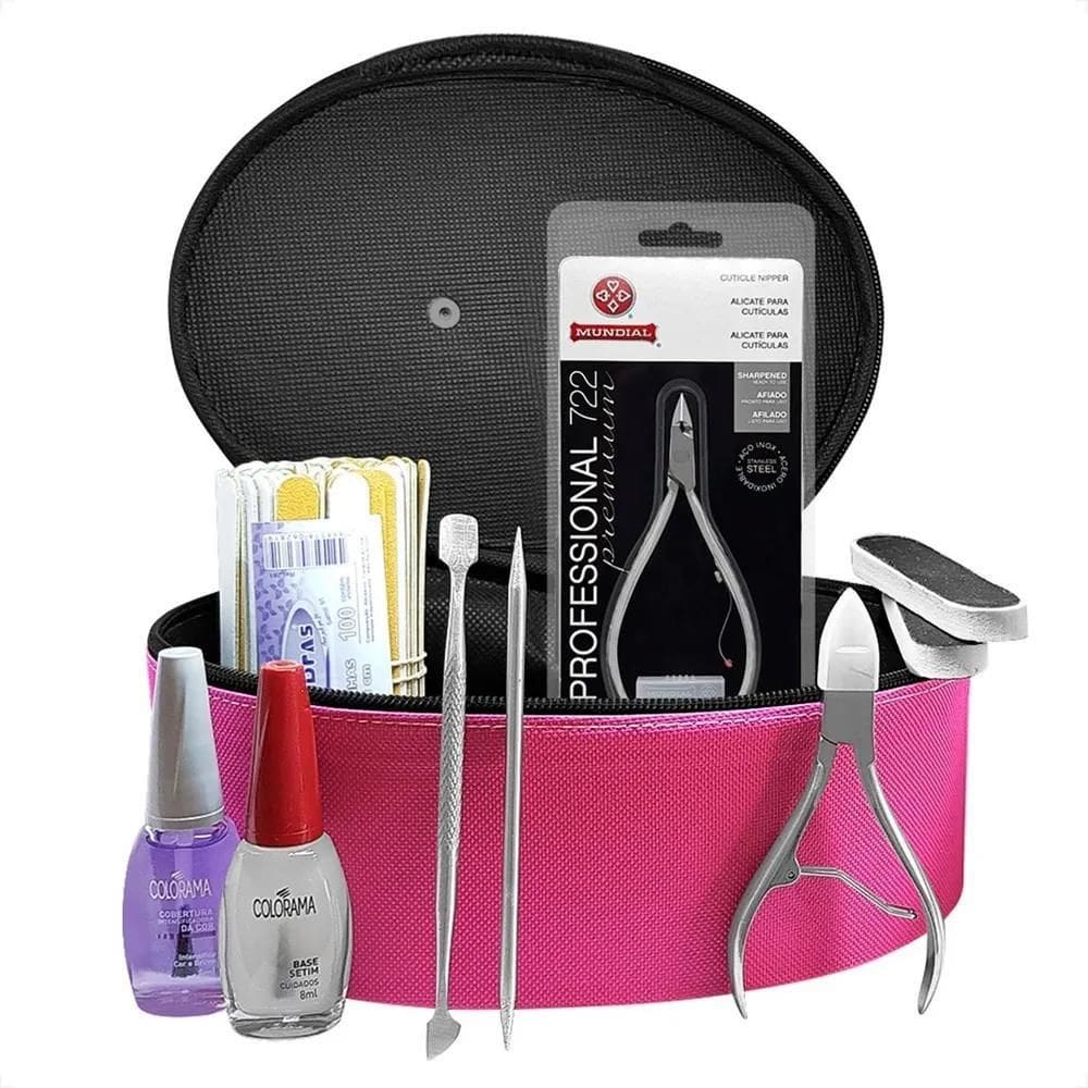 2X Kit Manicure Uso Pessoal Rosa Alicate 722