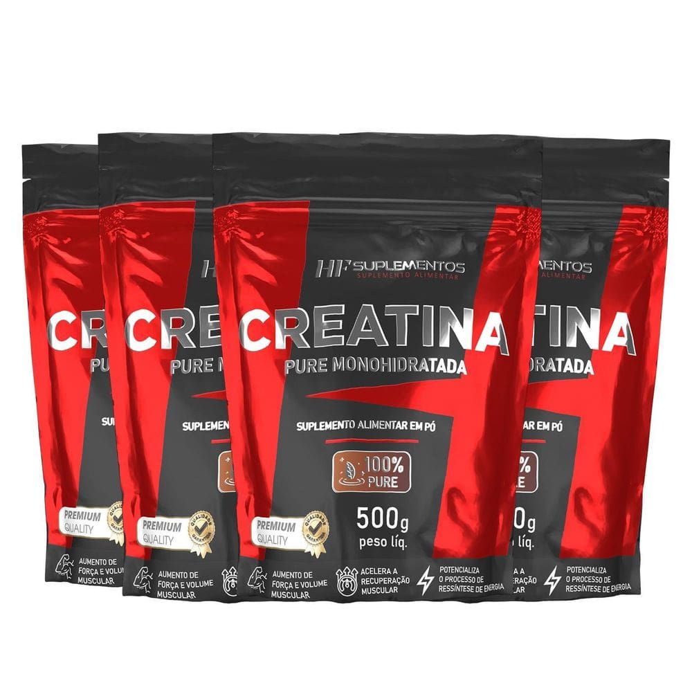 Creatina Monohidratada Kit 04 Unidades 500G Hf Suplementos