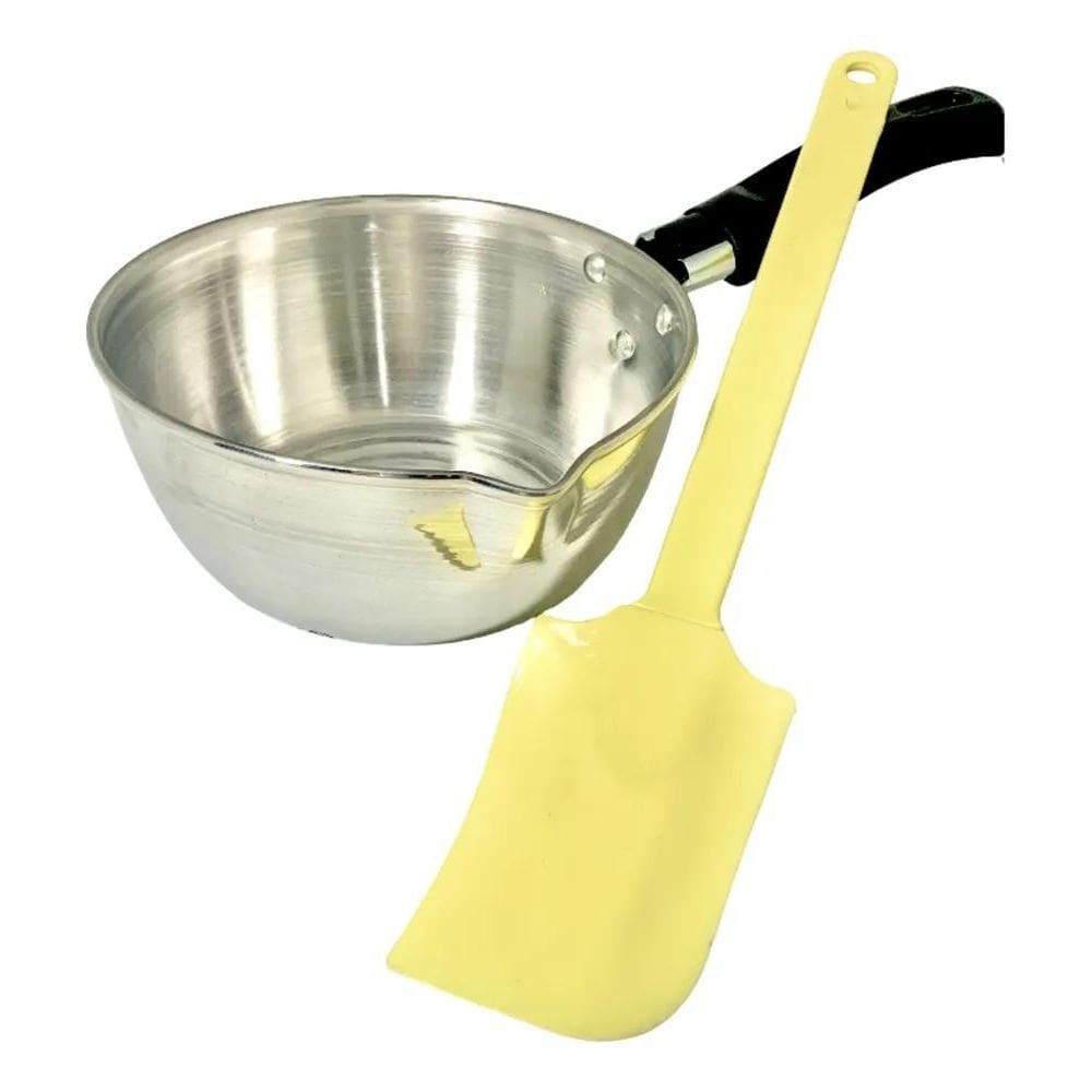 2X Kit Panela De Alunimio Para Velas + Espatula De Silicone