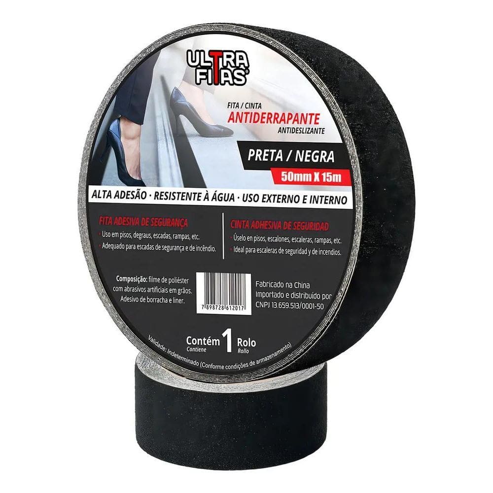 2X Ultra Fitas Antiderrapante Faixa Adesiva Degrau Preta 15