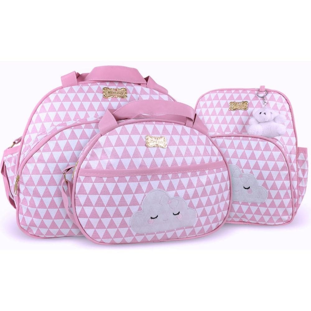 Kit Bolsas E Mochila Maternidade Mave Baby Prisma Rosa