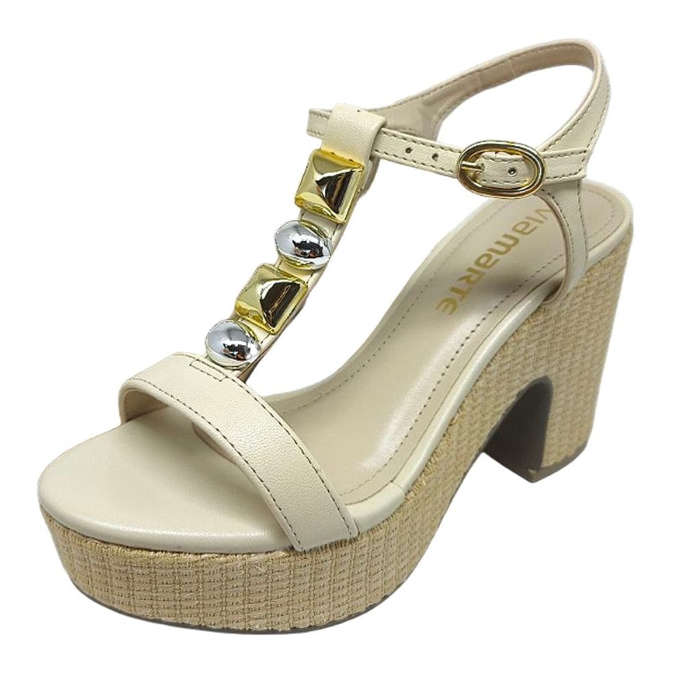 Sandalia Feminina Salto Medio Elegante Conforto Via Marte