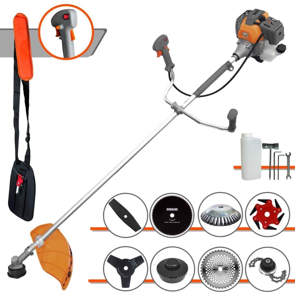 Cortador de Grama Completa À Gasolina Tekna RL430P 2 Tempos 43cc 1,7HP Alta Performance Roçadeira Com Carretel de Nylon e Kit de 7 Opções de Corte