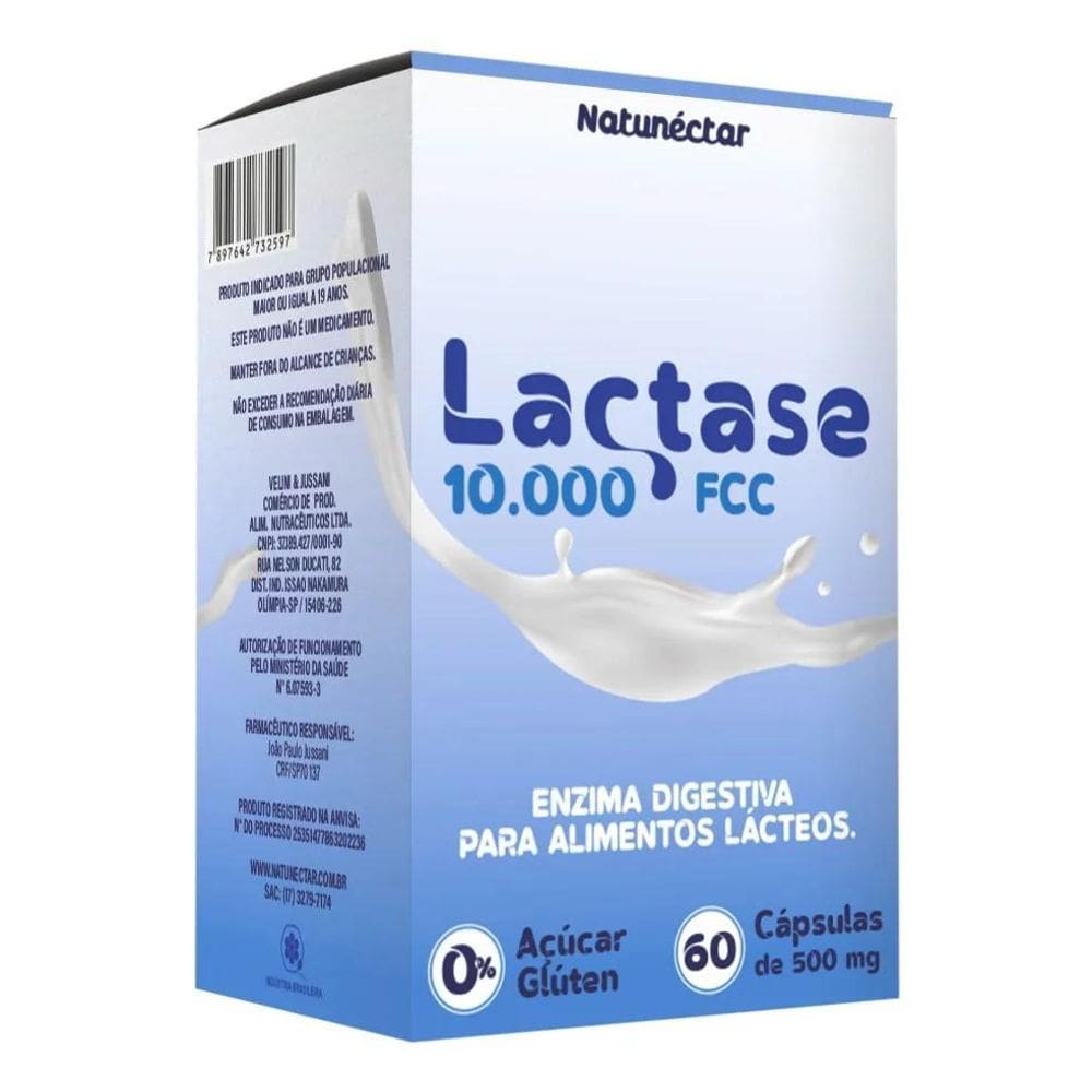 2X Lactase 10.000Fcc Enzima 60 Cápsulas Natunéctar Lactose S