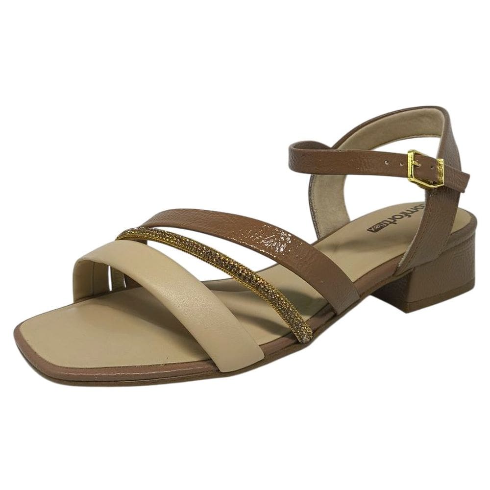 Sandalia Feminina Salto Bloco Baixo Confortavel Comfortflex