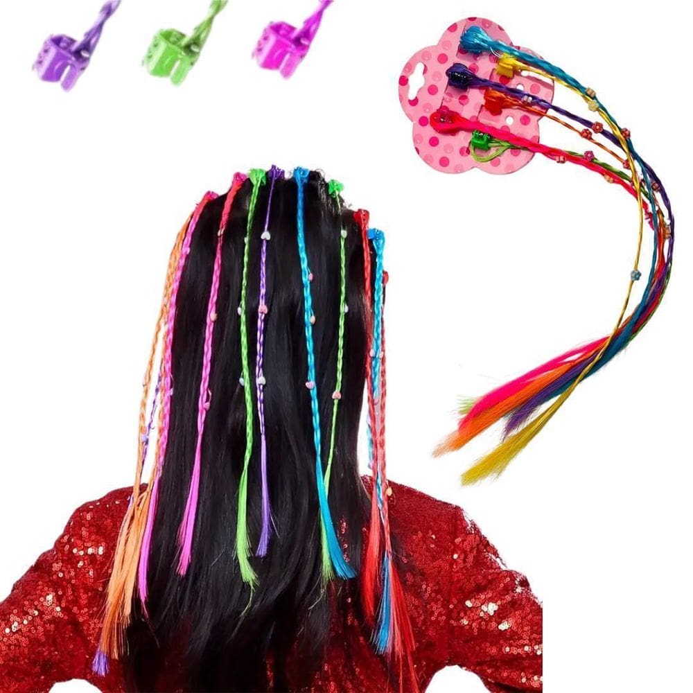 12Und - Aplique De Trança Colorida Com Presilha Para Menina