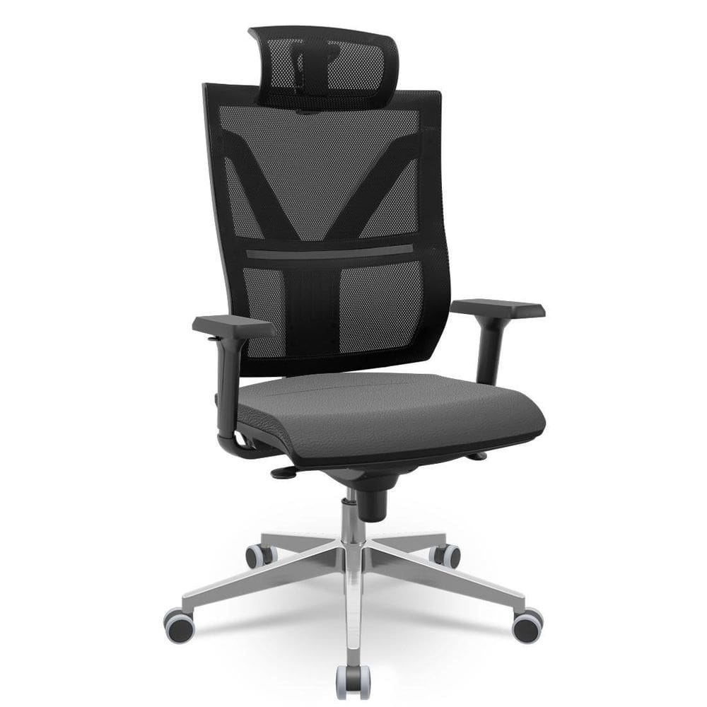 Cadeira Darix X+ Slider Braços 3D Pu Aluminio Est Sint Preto