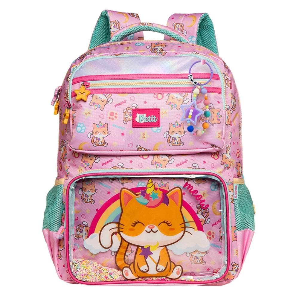 Mochila Escolar De Costas Infantil Gato Confetti Luxo 16052