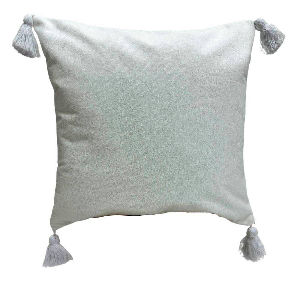 Capa De Almofada Bouclé Com Pingente 43x43cm Branco