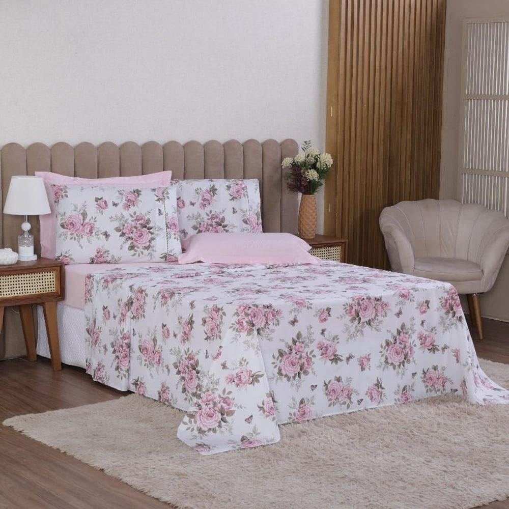 Jogo Cama Solteiro 3P Lençol + Fronha Esmeralda Percal 100%