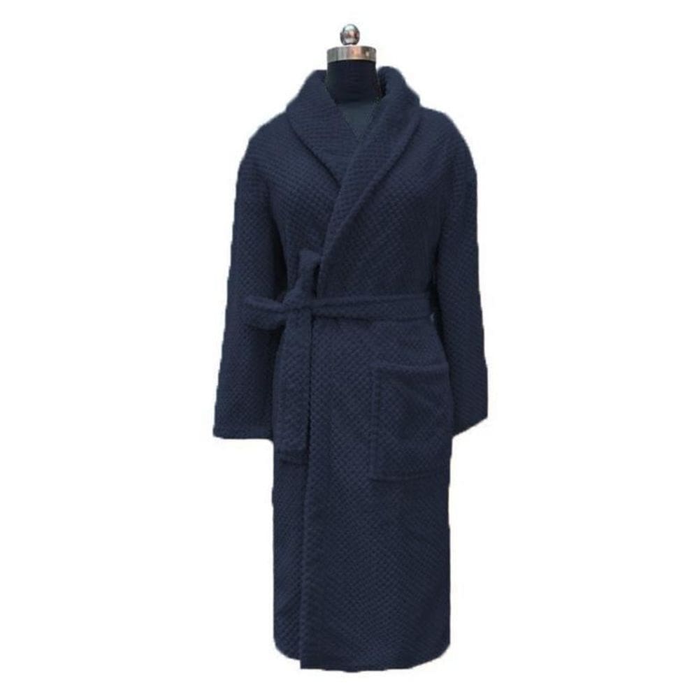 Roupão Pelúcia Com Laço Bolsos Super Macio Gg Marinho