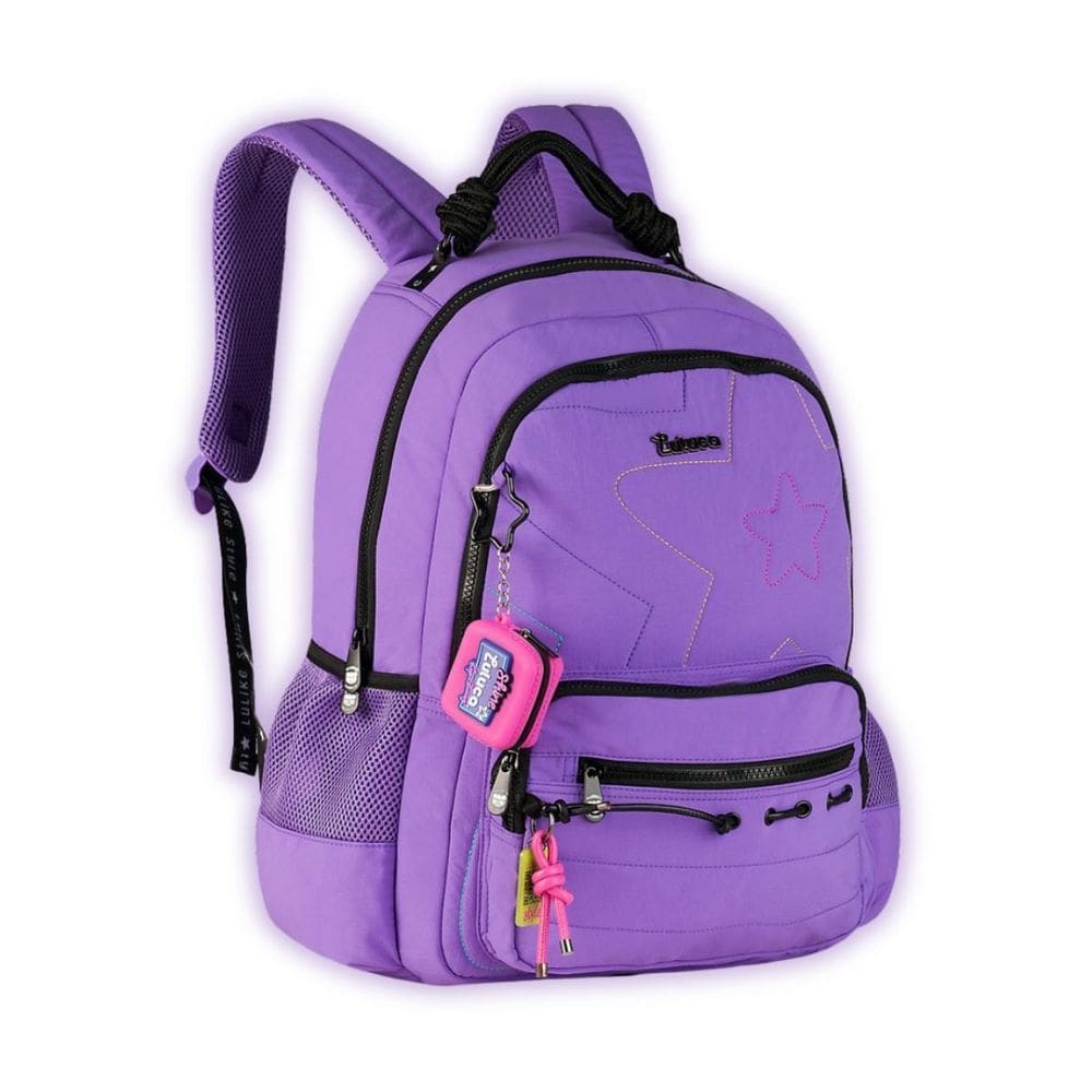 Mochila Luluca Costas Escolar Juvenil Viagem Meninas Lilás