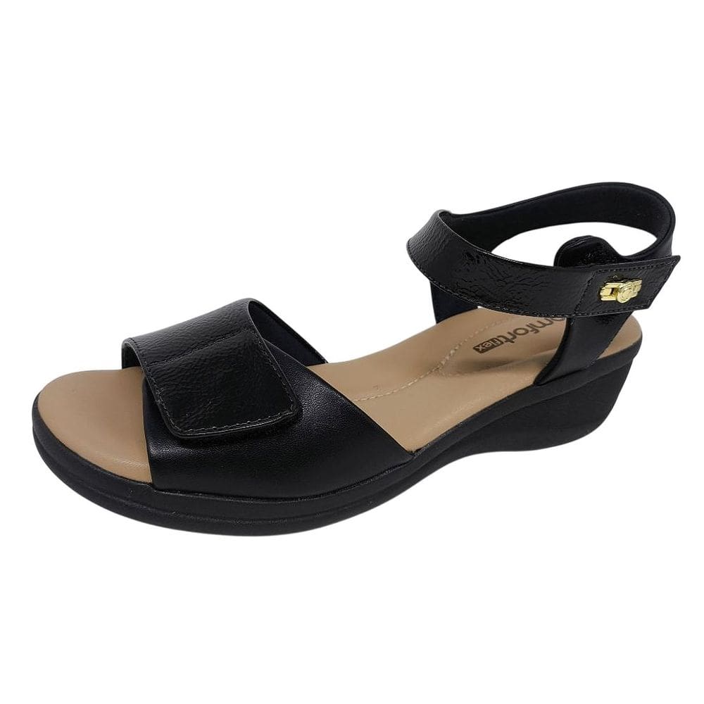 Sandalia Feminina Anabela Baixa Ultramacia Leve Comfortflex