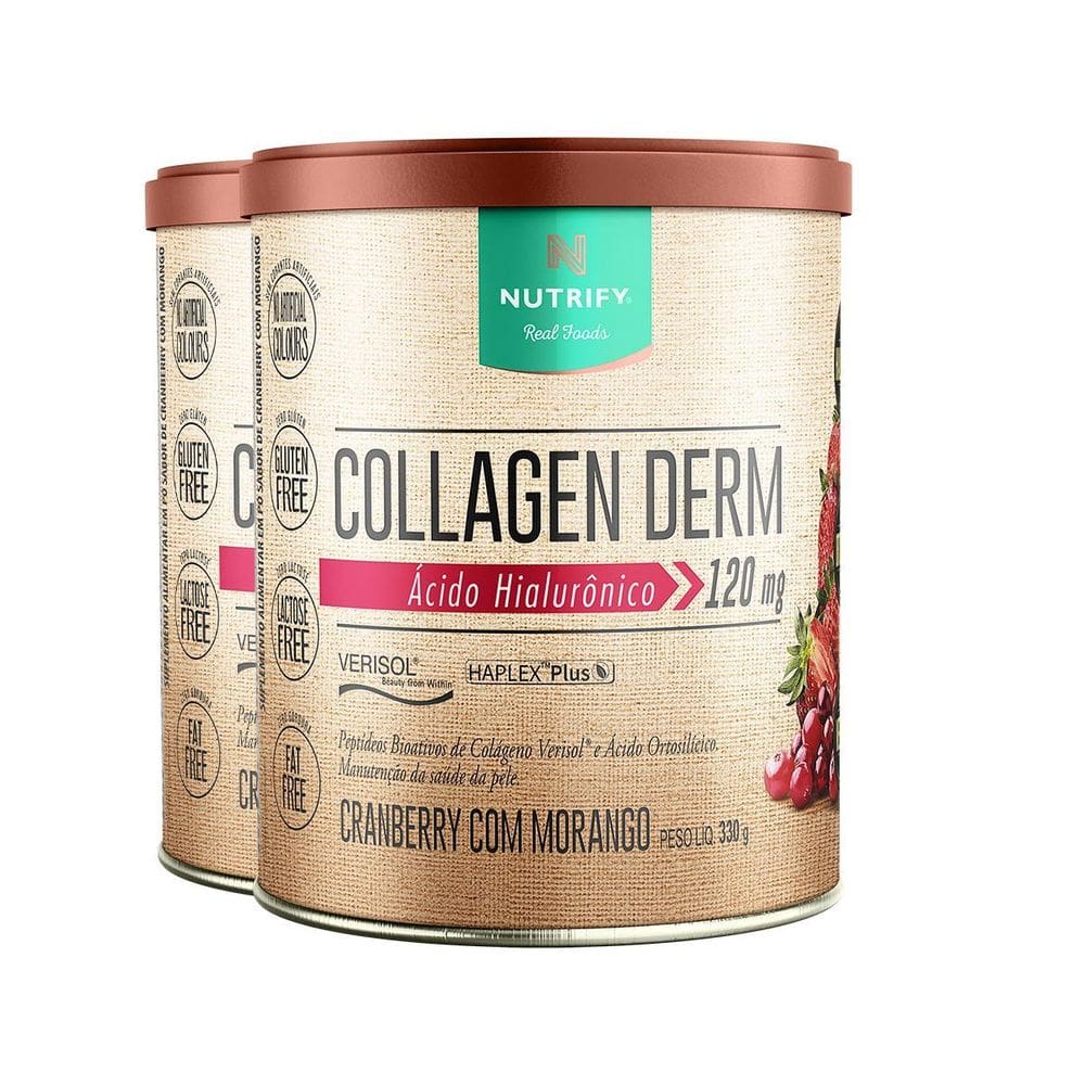 Kit 2 Collagen Hialurônico Cranberry Morango Nutrify 330G