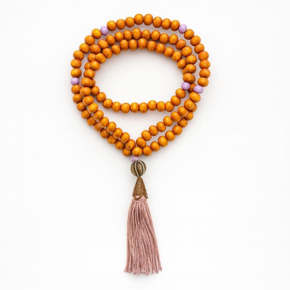 Colar Japamala Lilás 108 Madeira Contas 8Mm