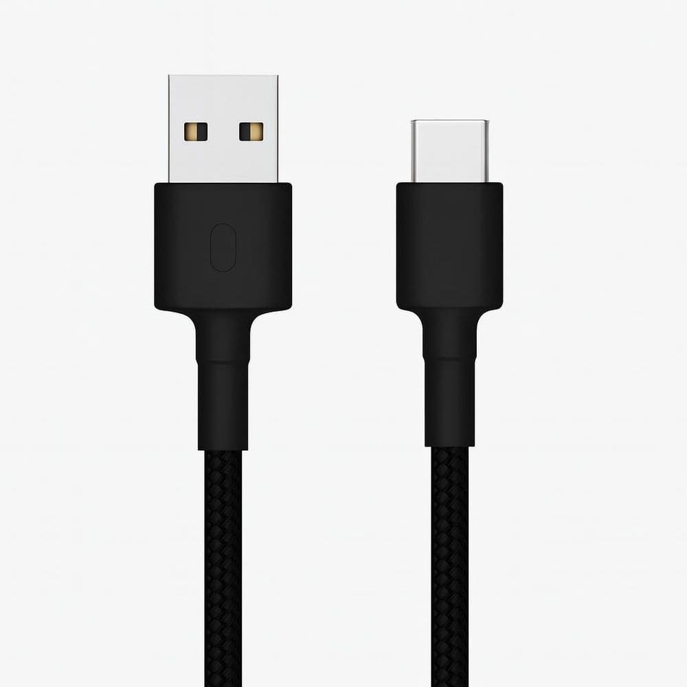 Cabo De Dados Type C Preto Nylon Resistente Turbo Rápido