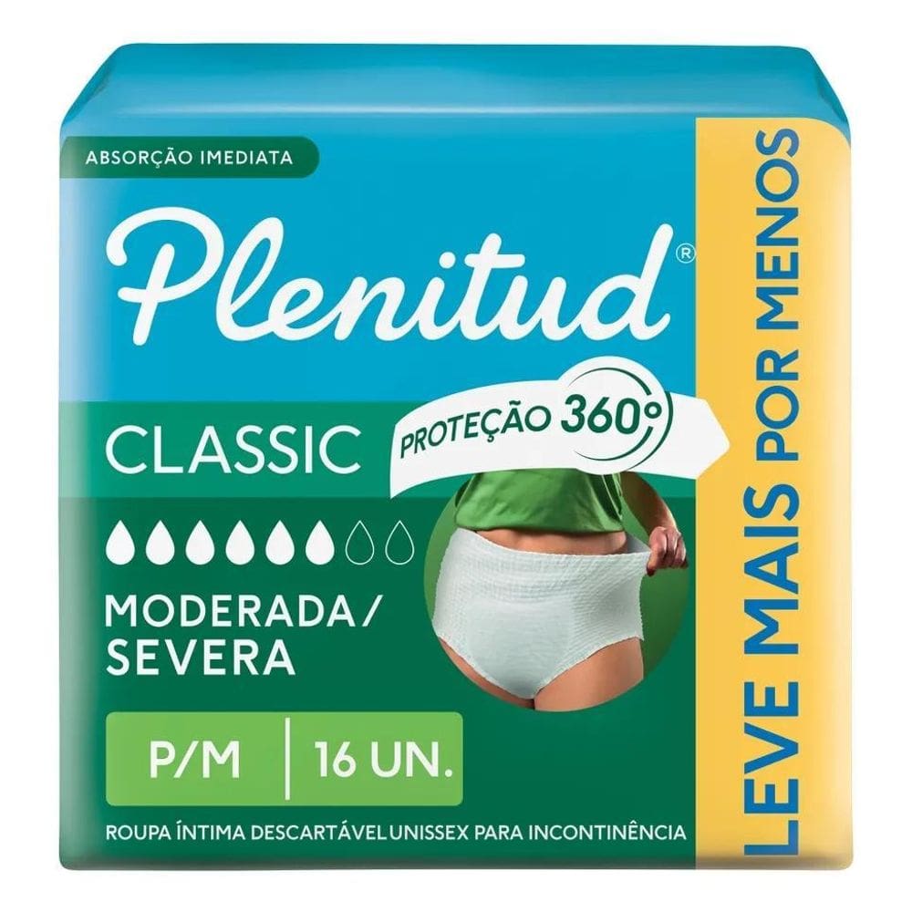 2X Roupa Íntima Plenitud Classic Para Incontinência P/M-16 U