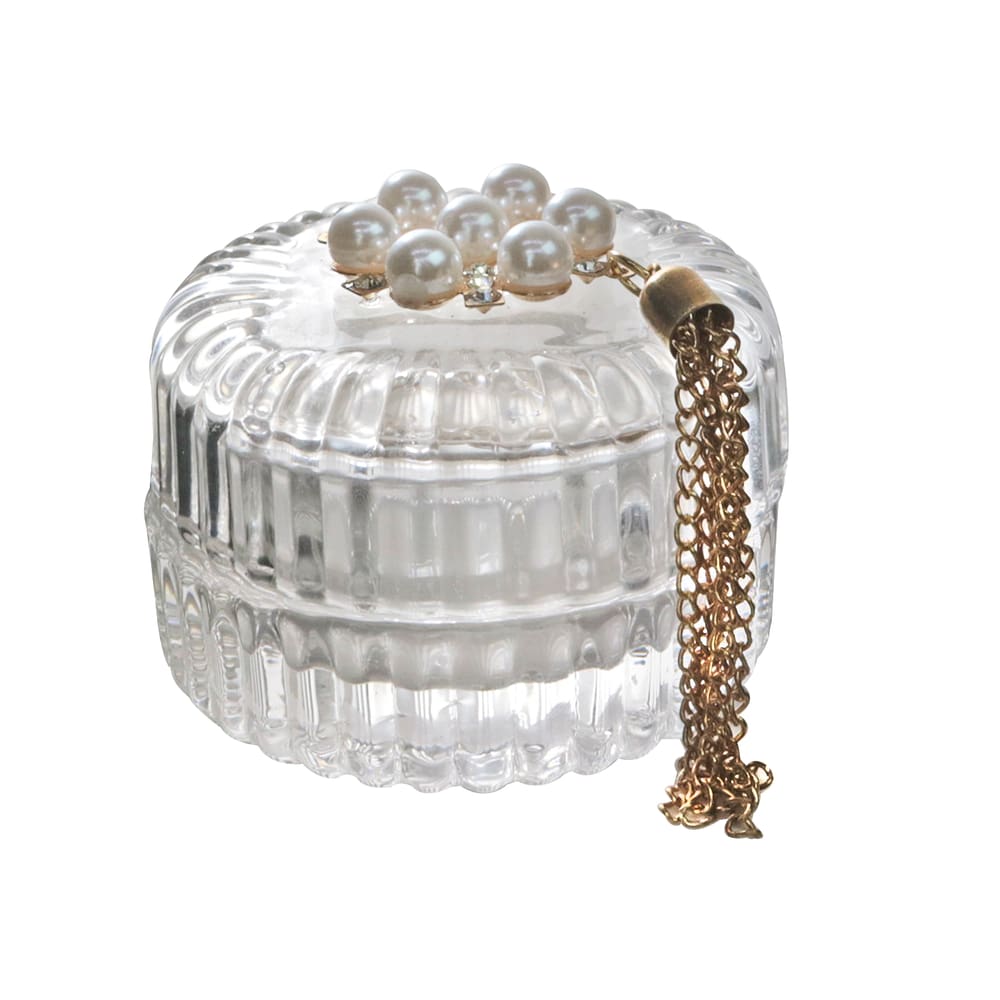 Castiçal Em Vidro Com Tampa E Pendente 4,8Cm