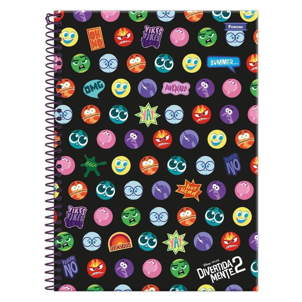 Caderno Univ 10 Matérias 160Fl Divertidamente 2 Faces Foroni
