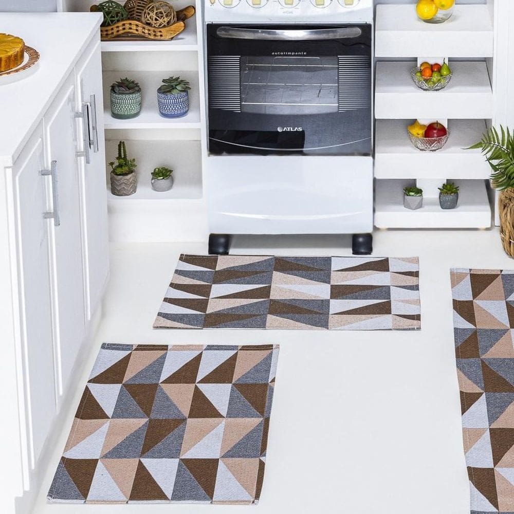 Par Tapete Jacquard Antiderrapante Cozinha Banheiro Quarto