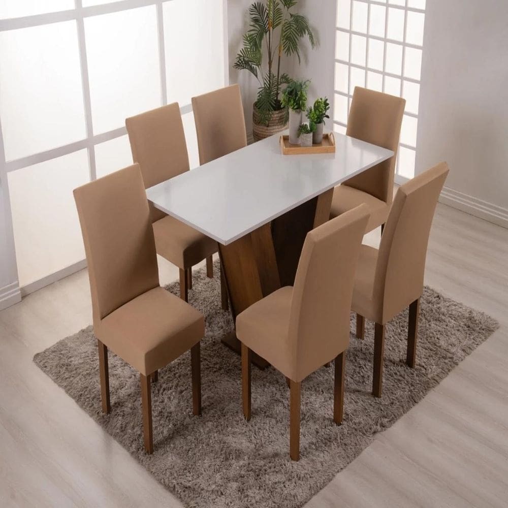 Kit 4 Capas De Cadeira Jantar Cozinha Lisa Com Elástico