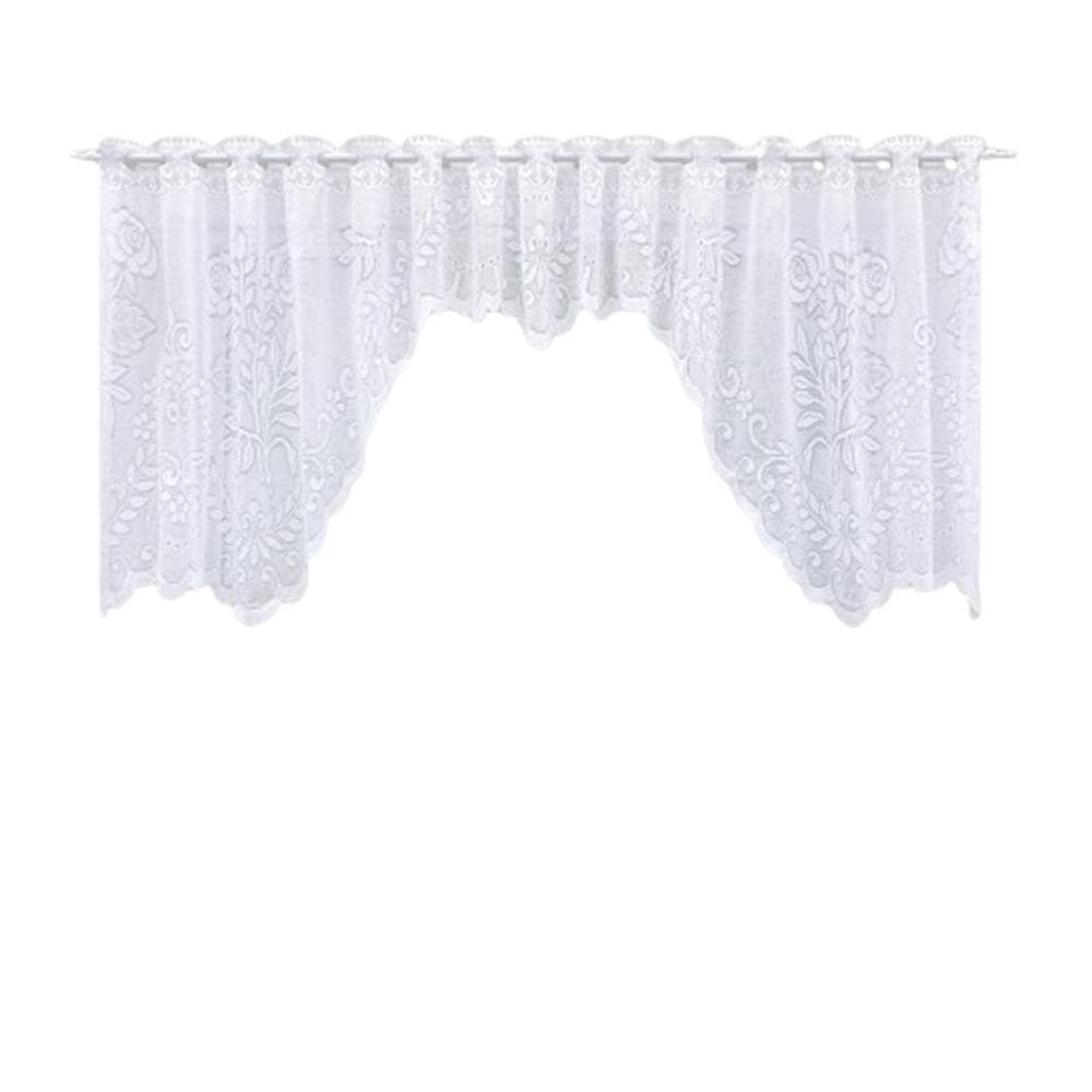 Cortina Bando Renda Cascata Cozinha Floral 2,95X1,00 Variada