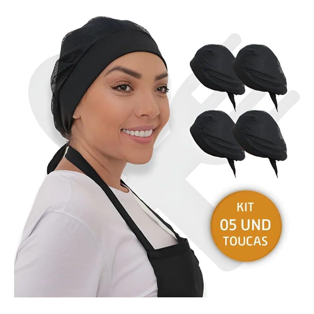 2X Kit Com 5 Touca Redinha Lavável Cozinha Restaurante Padar
