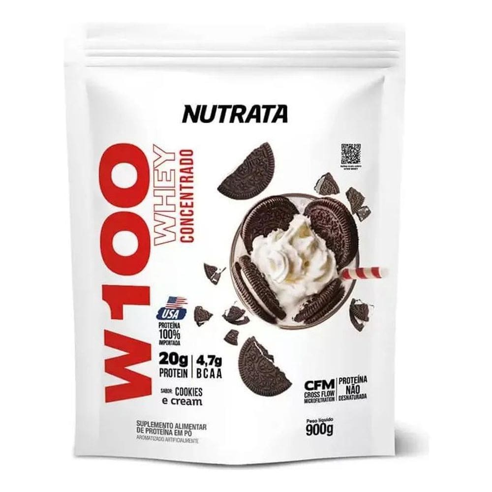 2X Whey Concentrado W100 Refil Sabor Cookies 900G Nutrata