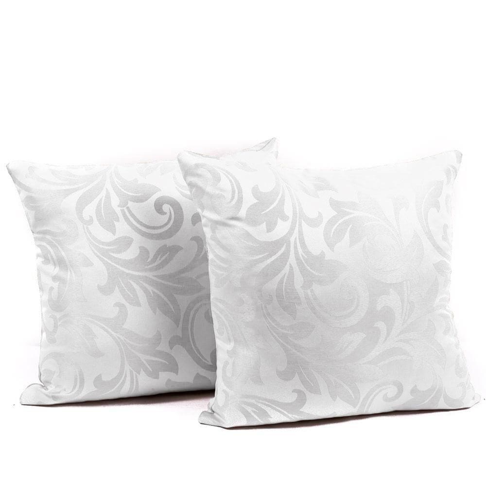 Jogo 4 Capa Almofada Decorativa Jacquard Branca 40X40 Zíper